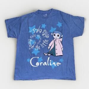 Vintage Laika x Coraline Movie Graphic T-Shirt Men’s XXL Blue 23x27 Stop Motion